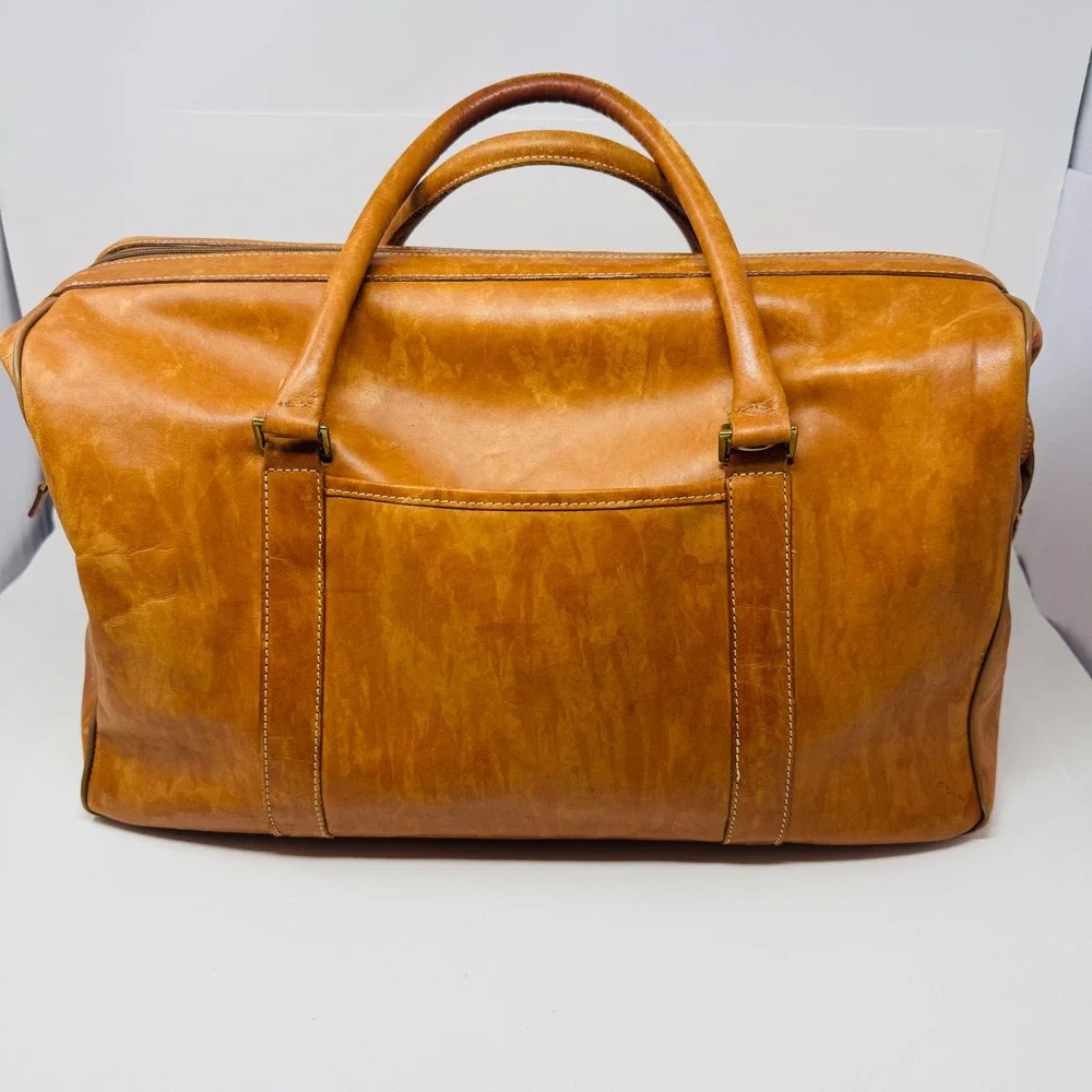 VTG Hartmann Heritage Tan Belting Leather Duffel Bag Weekender Luggage Carryon